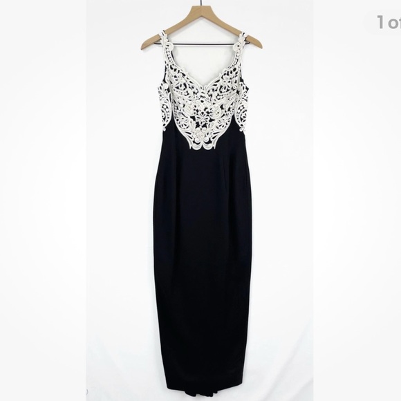 Cache Black and Silver Sequin Prom Dress VINTAGE - Picture 1 of 16